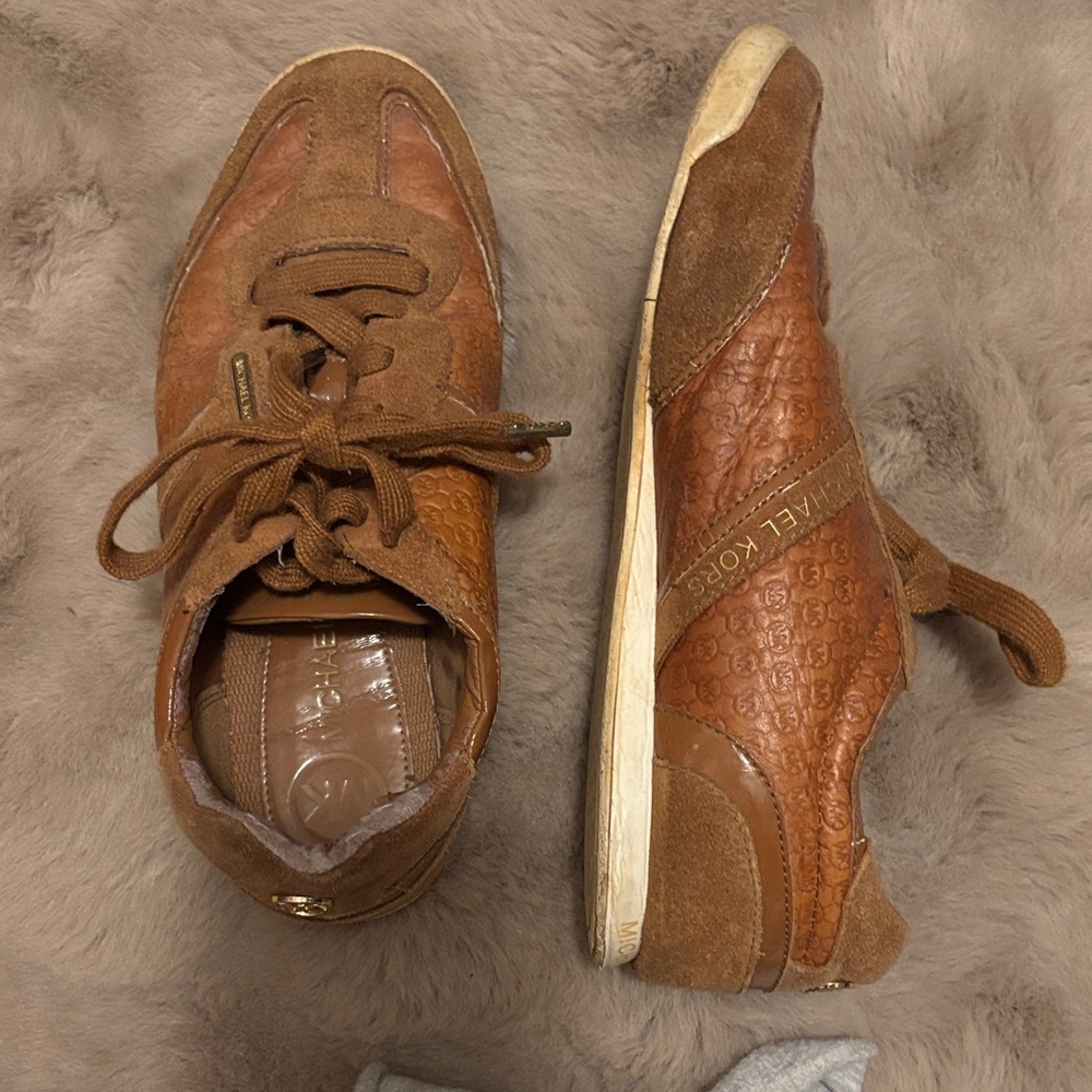 Michael Kors Brown Textured Athletic Shoes
